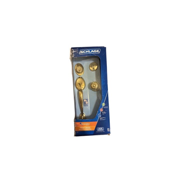 Schlage F60 V PLY 609 PLY Dead Bolt  Handle  Lock Set  Antique Brass New 9-7/8 - Picture 1 of 4